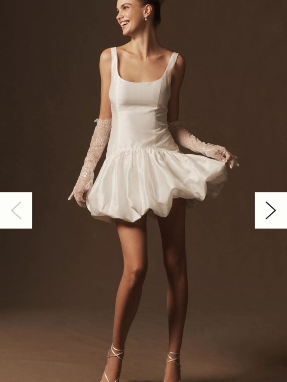 Hutch Ivory Satin Bubble Hem Dress